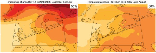Temperature change in Northern Europe by 2046-2065. (Original IPCC AR5 Fig. AI.37).