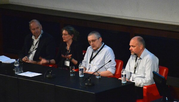 James Scourse, Sarah Bradley, Ian Shennan, and Roland Gehrels discussing sea level change